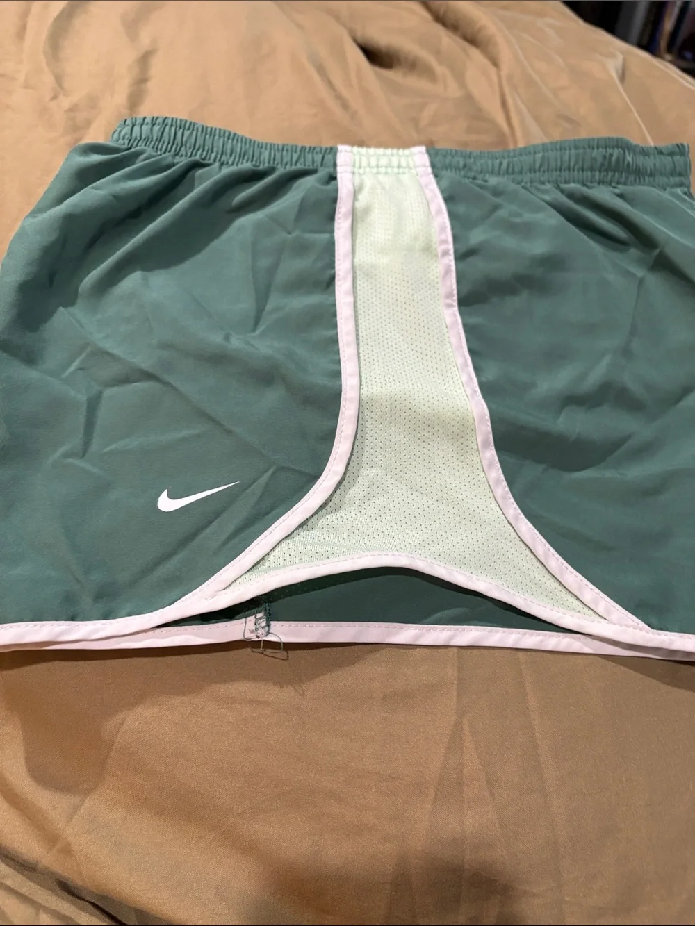 Nike Green Running Shorts with White Trim